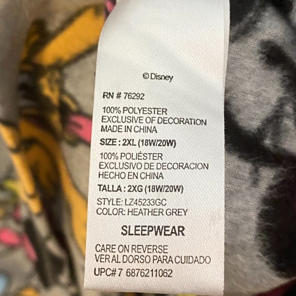 Disney Women's Fleece Nightgown Sleep Shirt Size 2XL Mickey Minnie Daffy Pluto - Picture 6 of 9